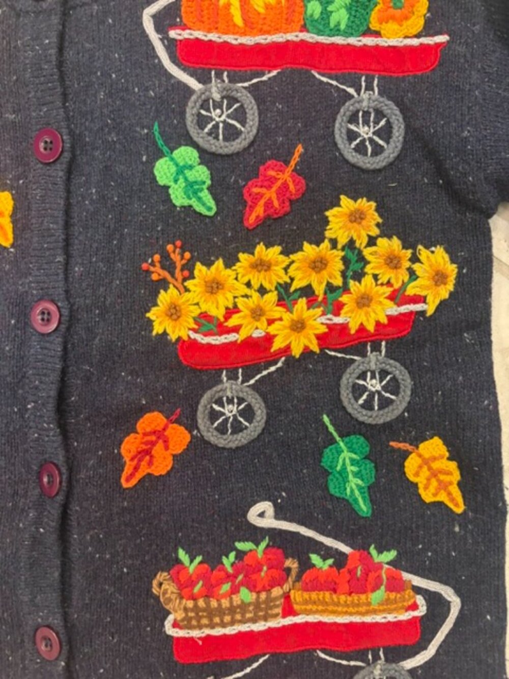 Vintage Design Options Phillip & Jane Gordon Fall Harvest Cardigan Sm Embroidery - Picture 6 of 12